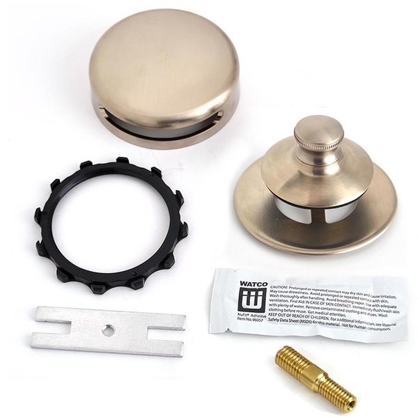 Watco NuFit Push Pull Bath Stopper, Innovator Overflow, Silicone, Combo P, Non-Grid, Brushed Nickel 948700-PP-BN-47